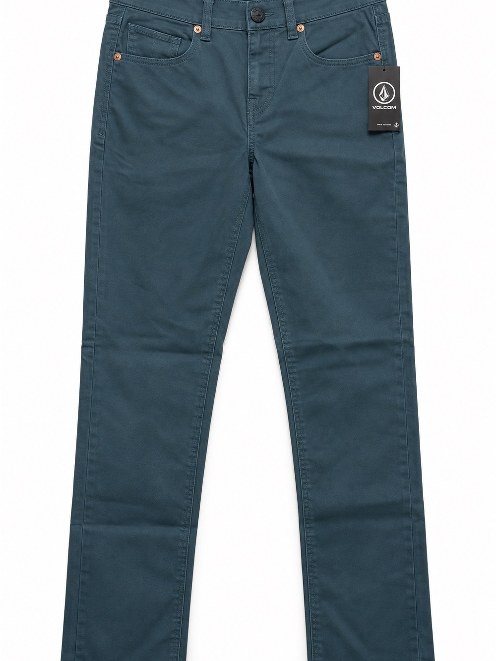NWT Volcom Vorta Youth Boys Slim Straight Stretch Jeans Teal Size 27/14